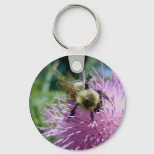 Bumble Bee on Thistle Keychain
