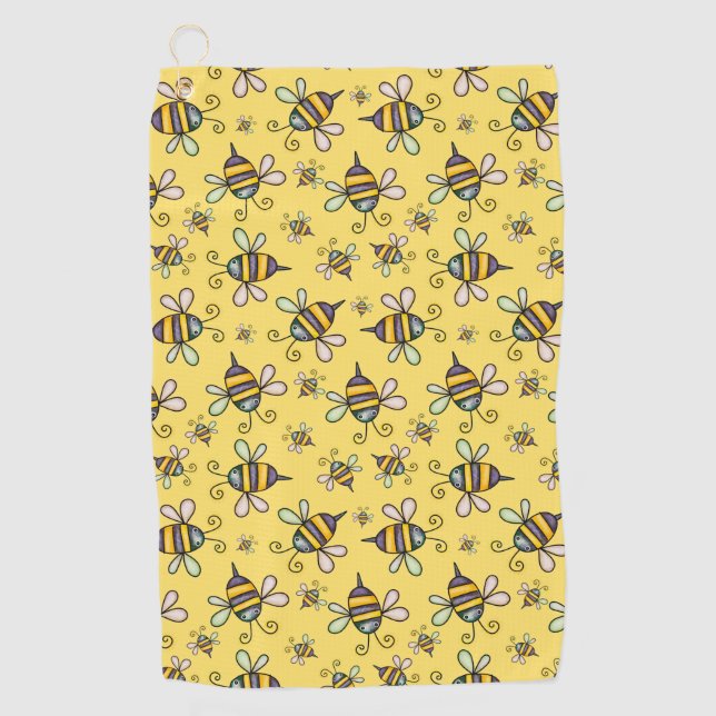 Bumble Bee Pattern  Golf Towel (Front)