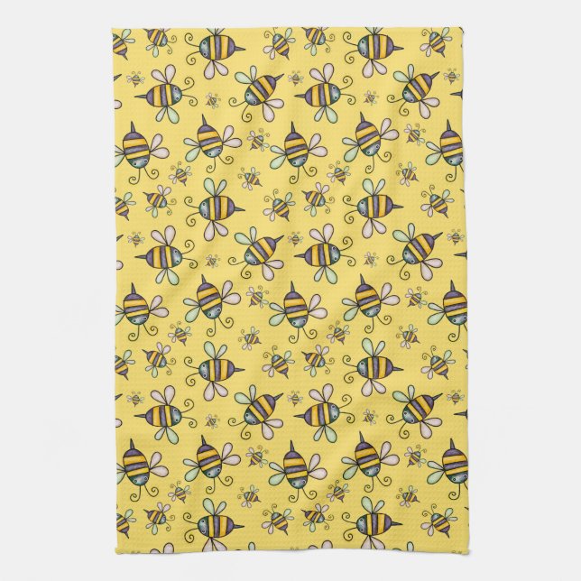 Bumble Bee Pattern Tea Towel (Vertical)