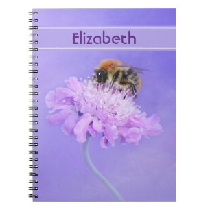 Bumble Bee Perched on a Pink Flower Notebook