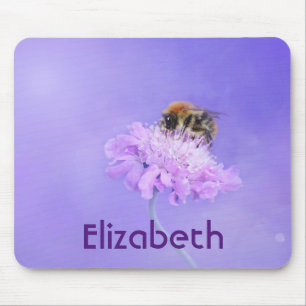 Bumble Bee Perched on a Pink Flower Personalised Mouse Pad