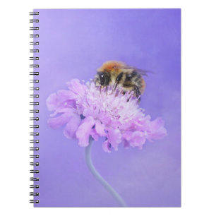 Bumble Bee Perched on a Pink Flower Spiral Notebook