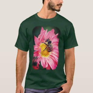 Bumble Bee Pink Daisy Flower T-Shirt