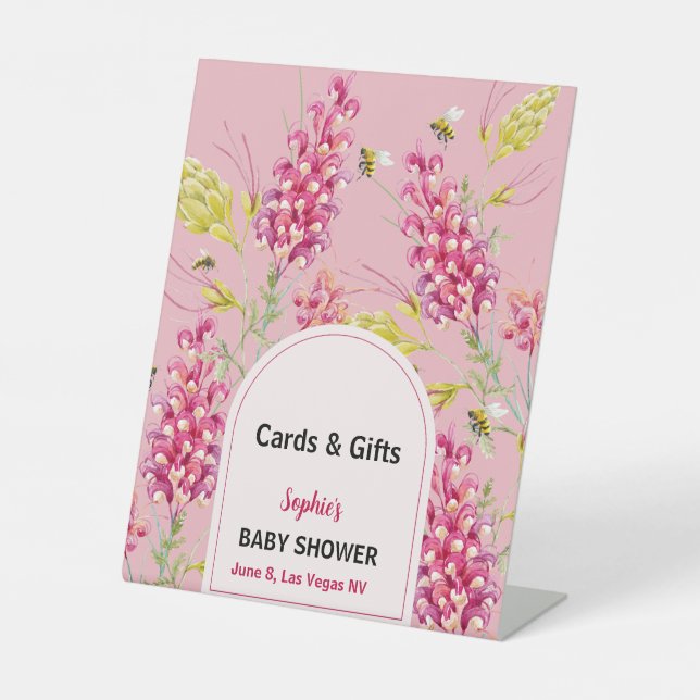 Bumble Bee Pink Florals Cards & Gift Sign  (Front)