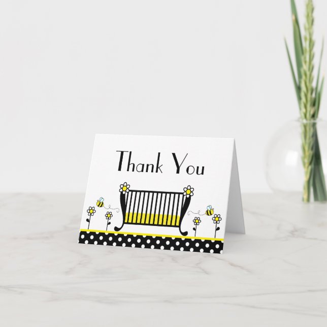 Bumble Bee Polka Dot Baby Shower Thank You (Front)