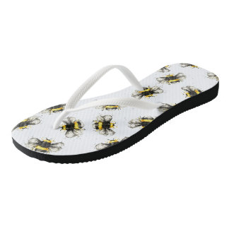 Bumble bee print - natural print jandals