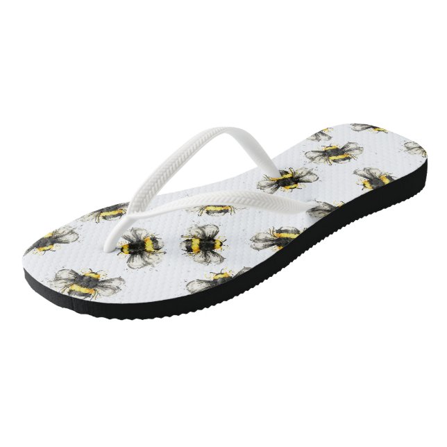 Bumble bee print - natural print jandals (Angled)