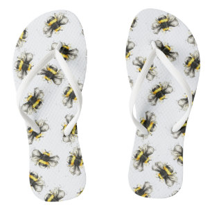 Bumble bee print - natural print jandals