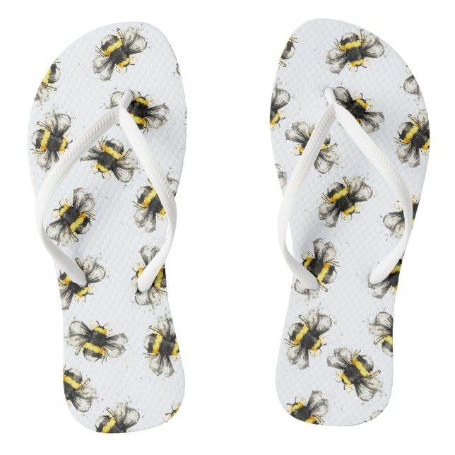 Bumble bee print - natural print jandals (Footbed)