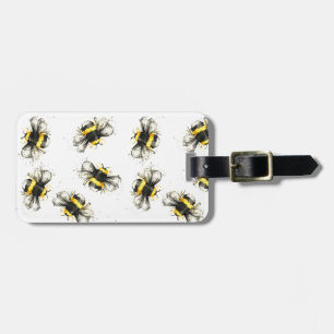 Bumble bee print - natural print luggage tag