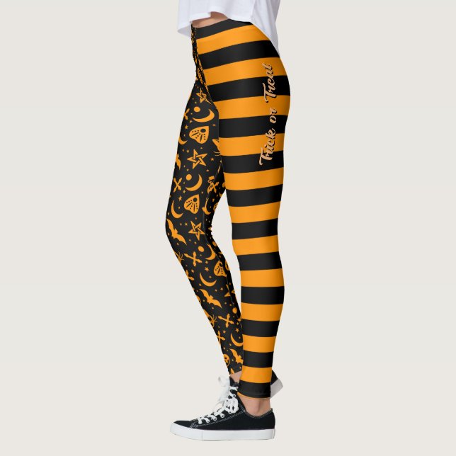 Bumble Bee Striped Halloween Spooky Witch Planchet Leggings (Left)