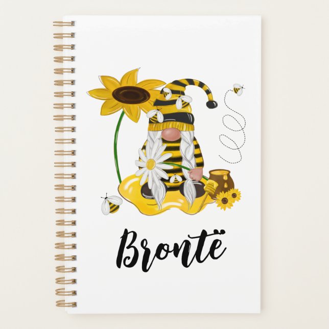 Bumble Bee Sunflower Personalized Gnome Planner (Front)