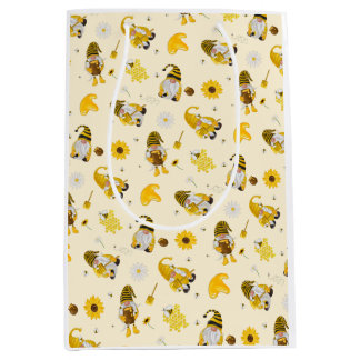 Bumble Bee Sunflower Yellow Gnome Tissue Paper Medium Gift Bag
