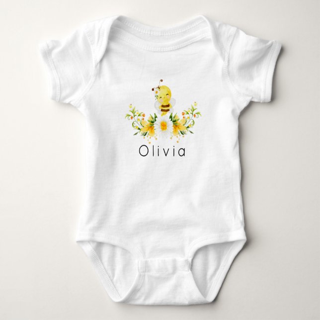 Bumble bee Sweet to bee Bee birthday Baby Bodysuit (Front)