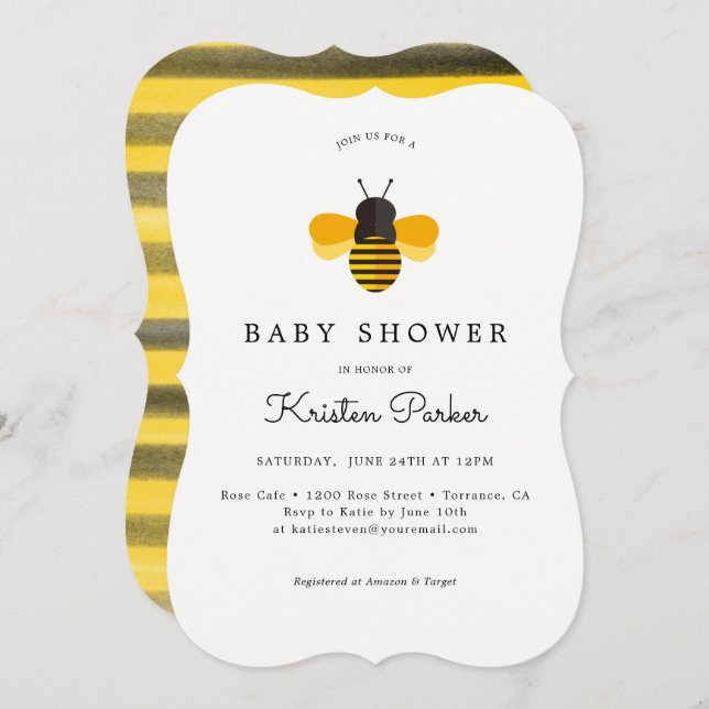 Bumble Bee Theme Baby Shower Invitation Cards (Front/Back)