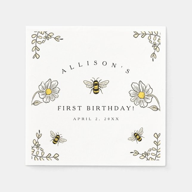 Bumble Bee Theme Birthday party Napkin (Front)