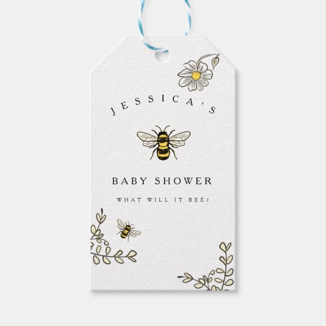 Bumble Bee Theme Yellow Black Favour Tag (Front)