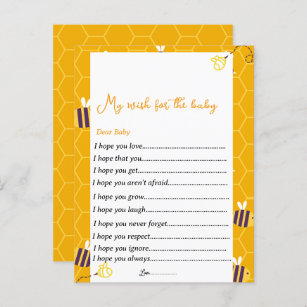 Bumble bee themes gender reveal party games wishes postcard