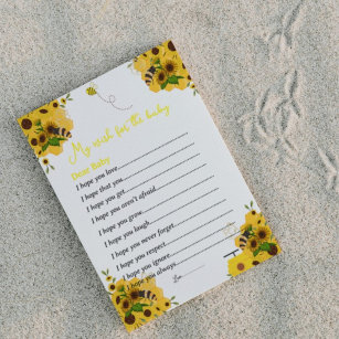 Bumble bee themes gender reveal party games wishes postcard