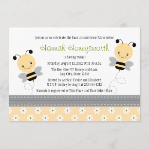 Bumble Bee Twins Baby Shower Invitations