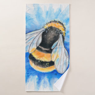 Bumble Bee Watercolor Art Bath Towel Set
