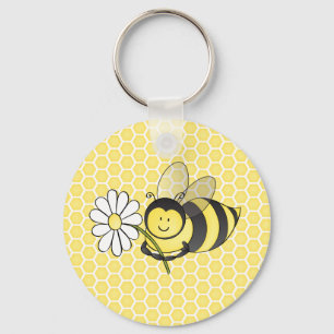 Bumble Bee with Daisy Key Ring