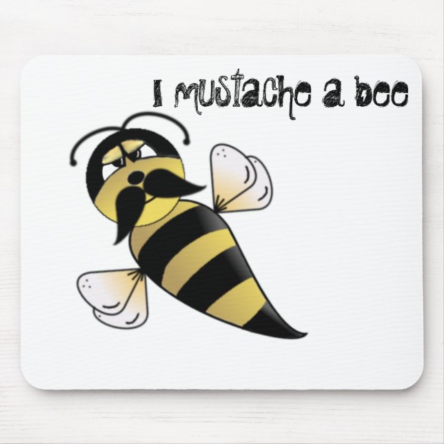 Bumble Bee with Moustache Mouse Pad (Front)