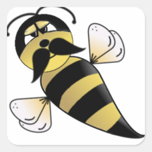 Bumble Bee with Moustache Square Sticker