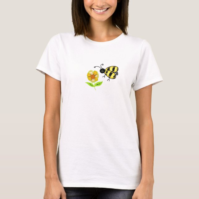 Bumble Bee with Yellow Flower T-Shirt (Front)