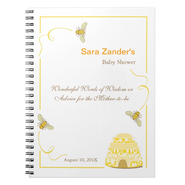 Bumble Bee  |  Words of Advice Baby Shower Notepad Spiral Notebook (Front)