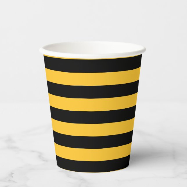 Bumble Bee Yellow and Black Bee Themed Paper Cups (Front)
