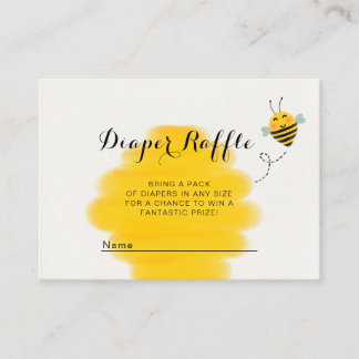 Bumble Bee Yellow Baby Shower Diaper Raffle Enclosure Card