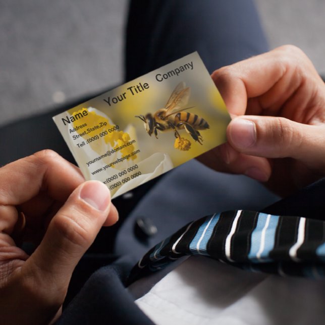 Bumble Bee Yellow Flower Bee all covered in pollen Business Card (Creator Uploaded)