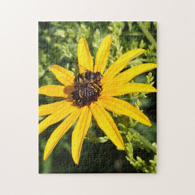 Bumble Bee Yellow Flower Photograph Jigsaw Puzzle (Vertical)