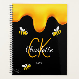 Bumble bees black honey dripping monogram 2025 planner