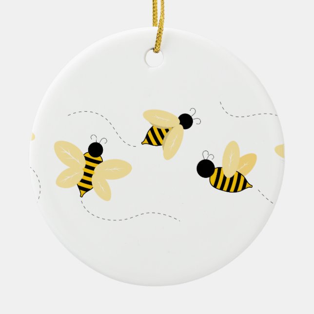 Bumble Bees Ceramic Tree Decoration (Front)