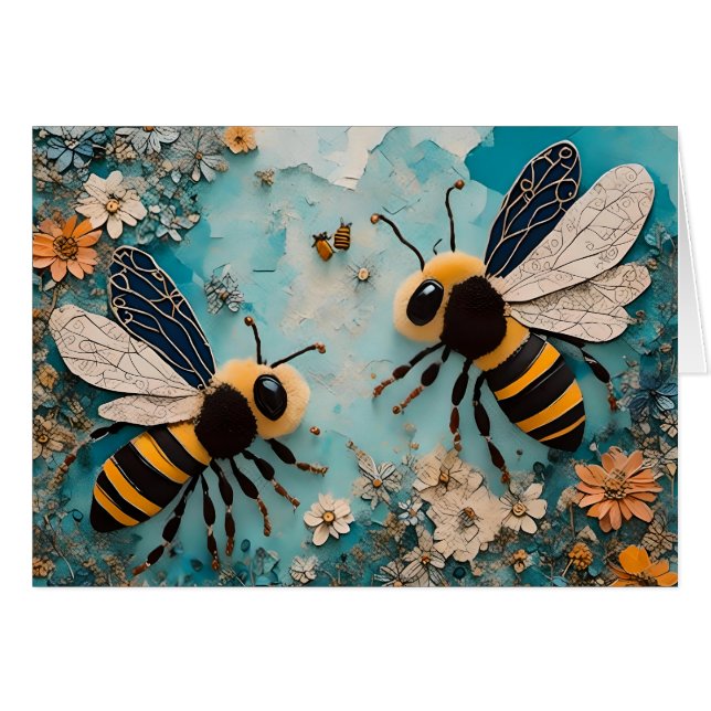 Bumble Bees Collage, All Occasion Blank Greeting (Front Horizontal)