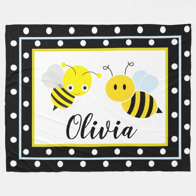 Bumble Bees Fleece Blanket (Front (Horizontal))