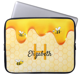 Bumble bees golden honeycomb honey dripping laptop sleeve