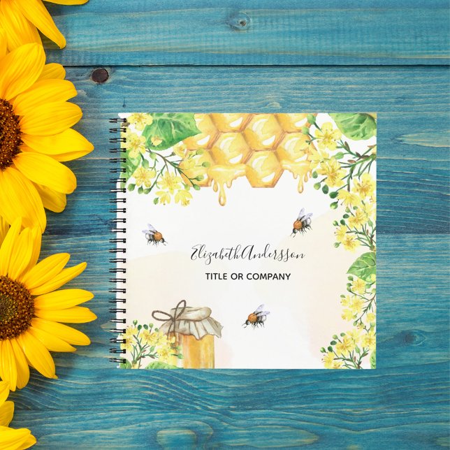 Bumble bees honey yellow floral name business notebook (Creator Uploaded)