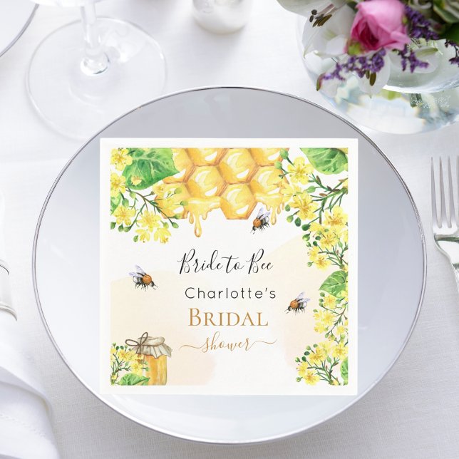Bumble bees honey yellow florals Bridal Shower Napkin (Creator Uploaded)