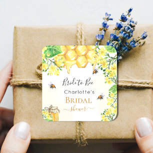 Bumble bees honey yellow florals Bridal Shower Square Sticker