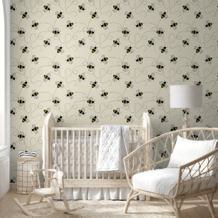 Bumble Bees Nursery Wallpaper