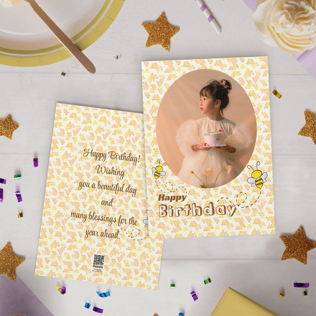 Bumble Bees Photo Birthday Card (Creator Uploaded)