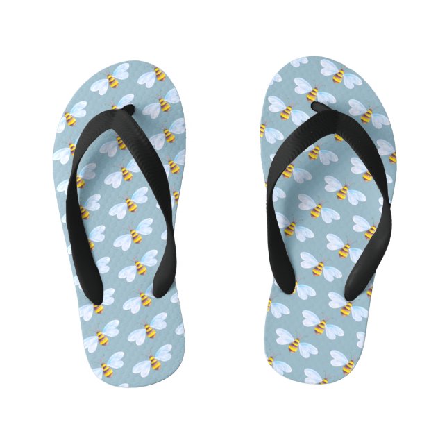 Bumble bees Watercolor art flip flops (Footbed)