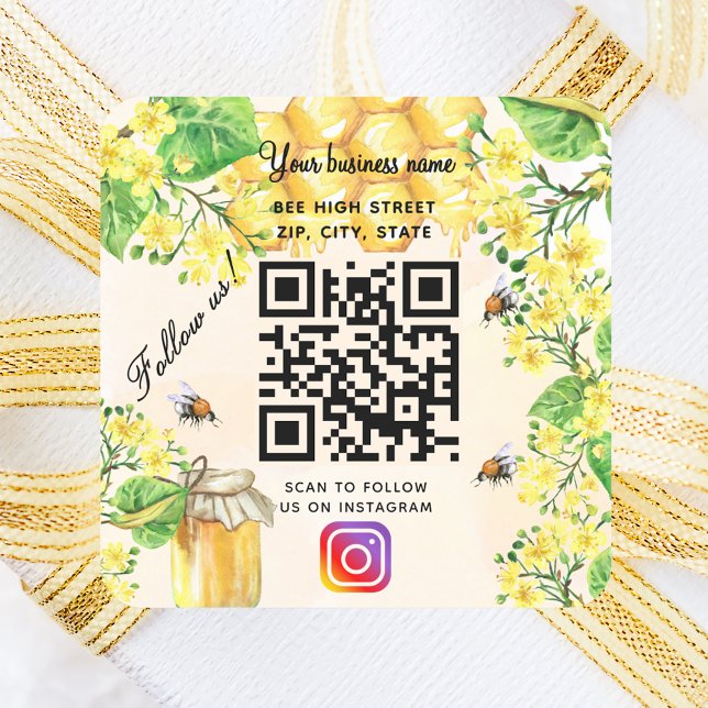 Bumble bees yellow floral business social media square sticker (Creator Uploaded)