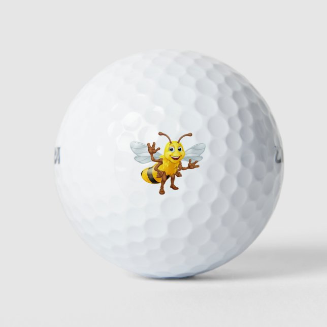 Bumble Honey Bee Bumblebee Cartoon Character Golf Balls (Front)