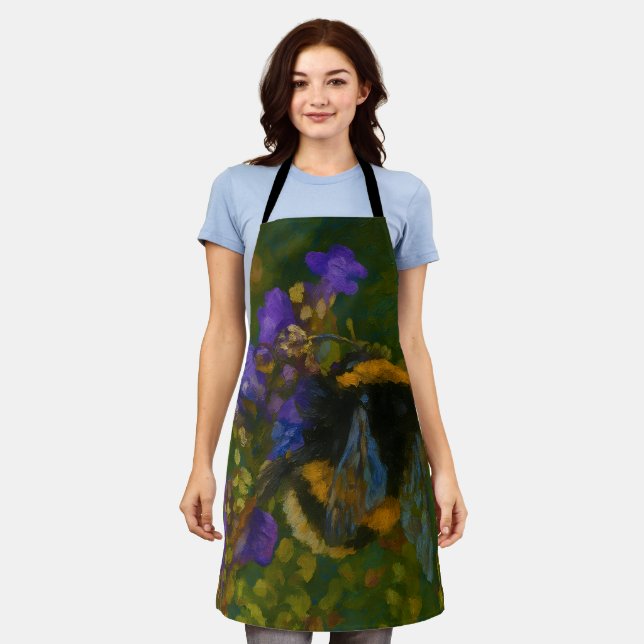 Bumblebee Among Purple Blooms Apron (Worn)