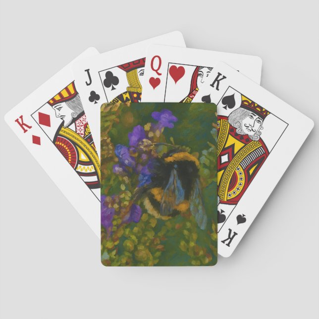 Bumblebee Among Purple Blooms Playing Cards (Back)