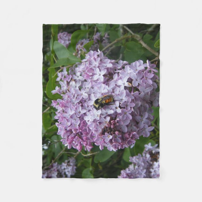 Bumblebee and Lilac Tree Fleece Blanket (Front)